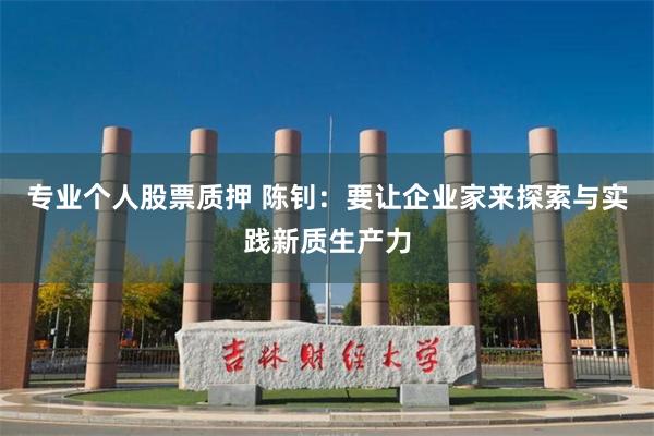 专业个人股票质押 陈钊：要让企业家来探索与实践新质生产力