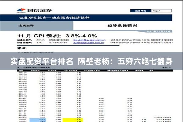 实盘配资平台排名  隔壁老杨：五穷六绝七翻身