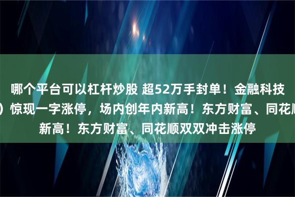 哪个平台可以杠杆炒股 超52万手封单！金融科技ETF（159851）惊现一字涨停，场内创年内新高！东方财富、同花顺双双冲击涨停