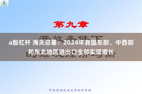 a股杠杆 海关总署：2024年我国东部、中西部和东北地区进出口全部实现增长